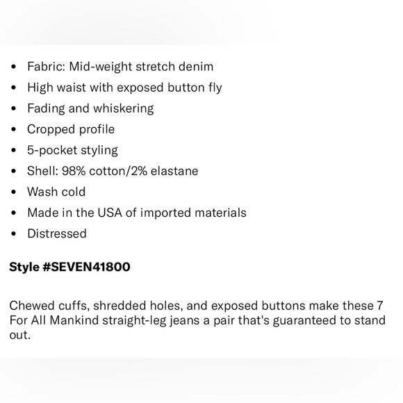 7 For All Mankind High Waist Cropped Straight Jeans - Picture 16 of 16